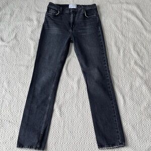 Current/Elliott Black Denim Straight Jeans Sz 27